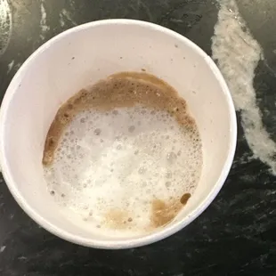 Espresso, macchiato, poor presentation flavor weak.  Wrong size cup used.