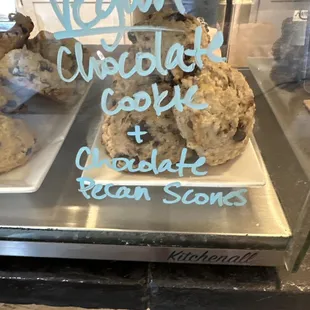 Vegan chocolate cookie and chocolate pecan scones