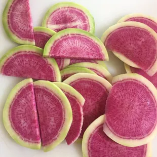 Watermelon radish from Open Harvest. TASTY.