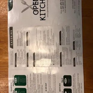 a menu for a restaurant