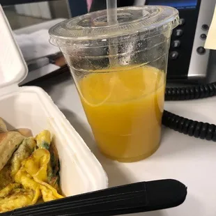 Big cup of fresh squeezed OJ!