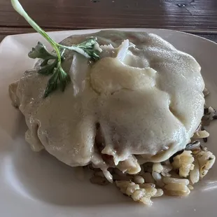 Deliciousness- 1/2 crab cake over wild rice