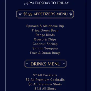 Happy Hours Menu