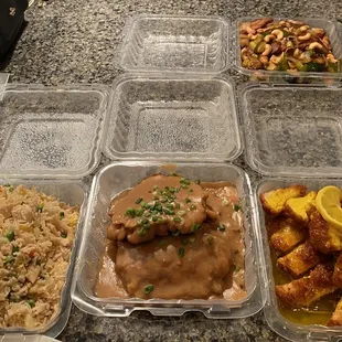 Fried Rice, egg foo young, Lemon Chicken, cashew beef