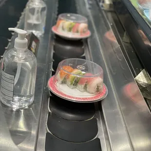 food on a conveyor belt