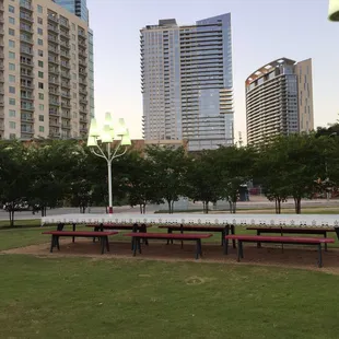 The north-facing view at sunset.