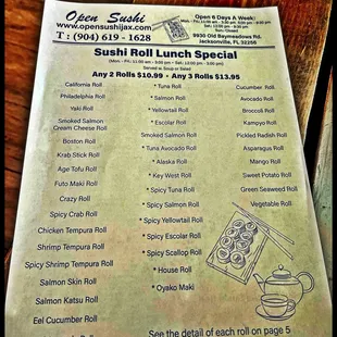menu