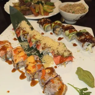 Houston Roll Green Island Roll Brown Dragon Roll