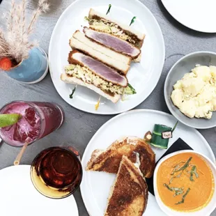 Tuna katsu sand and grilled cheese sandwich.