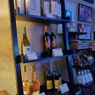 bottles of wine on shelves