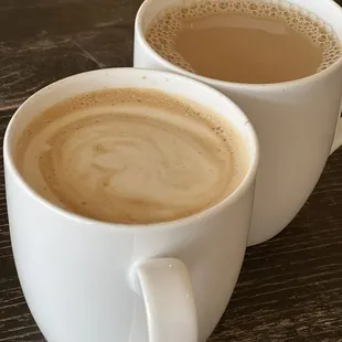 Latte and house coffee