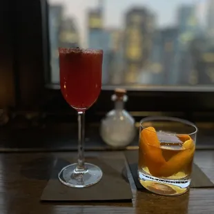 Smokey Mezcal was delicious - (right Ophelias Ascension)  Vodka cocktail on left - Resurrection