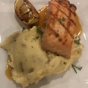 Grilled Salmon with whipped golden Yukon potatoes