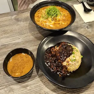 Beef fried rice and (mild) spicy beef jjambbong