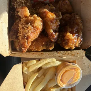 Soy garlic, kbbq and kimchi aioli fries