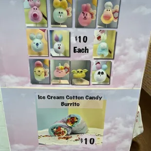 a display of ice cream cotton candy