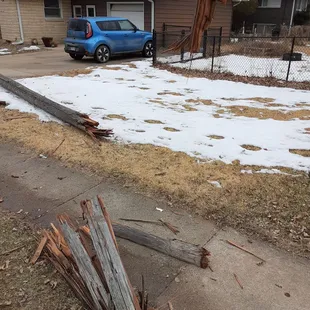 The base of the electric post that got hit by a car