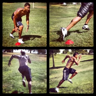 training with NFL wide receiver.