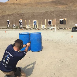 Positional shooting behind a barricade.