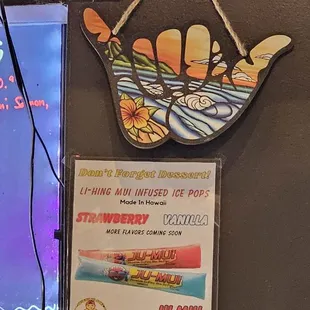 Ice pop menu