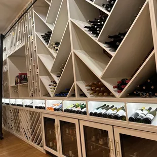 a display of wine bottles