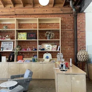 Merch for sale and utensil station