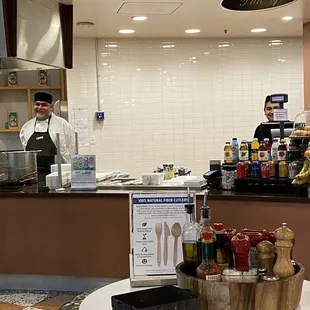 Breakfast chef omelets eggs, sandwiches all made from scratch.