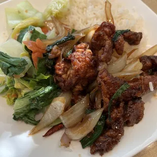 a plate of chinese food