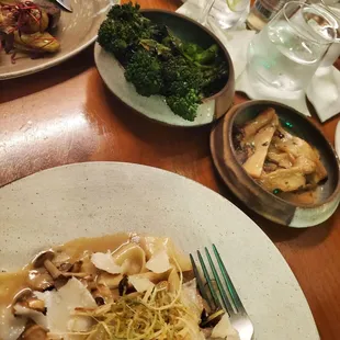 Mushrooms pasta and side