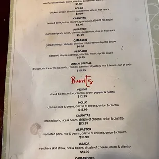menu