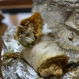 a burrito wrapped in foil