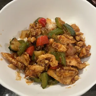 At home - Kung pao with plain rice