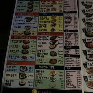 sushi and sashimi, menu