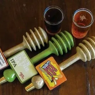 a selection of beers and honeys