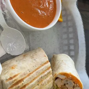 Buffalo Wrap and Red Pepper &amp; Gouda Bisque - Cup (8 oz.)