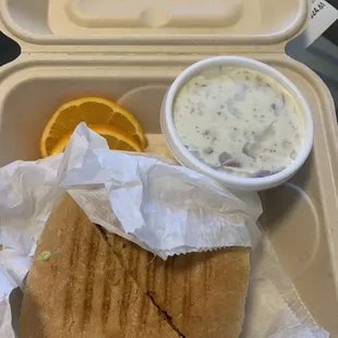 Sandwich and potato salad