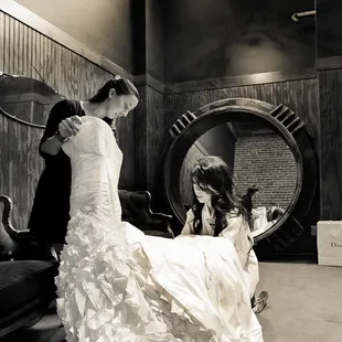 Brooke helping me with my dress