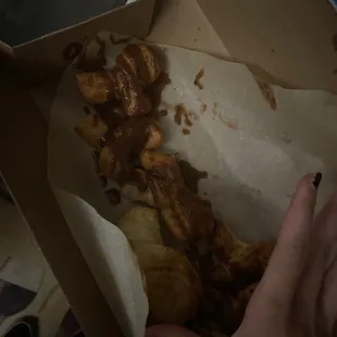 Cinnamon twists that the icing was not given and were over cooked