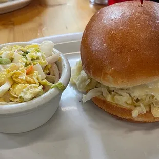 Fish Reuben was pretty tasty. Coleslaw was interesting. Never had one taste like that before. It was good.