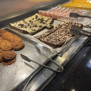 a variety of desserts on display