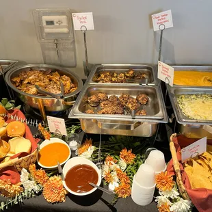 a buffet of food