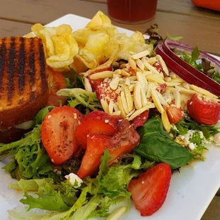 Grilled cheese and strawberry salad.