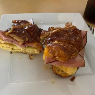 Yummy raspberry sauce is a perfect addition to ham, egg &amp; cheese croissant.