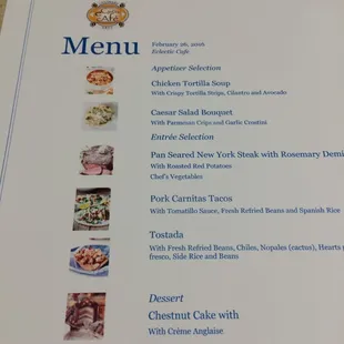 Menu at Eclectic