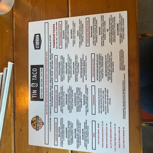 menu