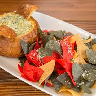 Spinach Artichoke Dip in Bread Bowl