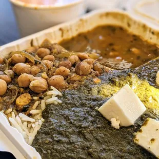 Chana masala, palak paneer