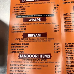 menu