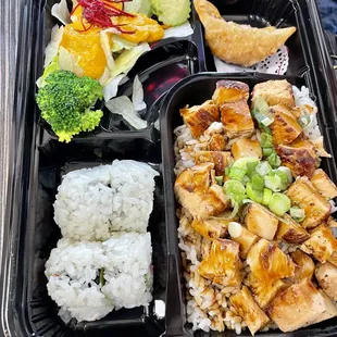 Chicken teriyaki and CA roll combo plate