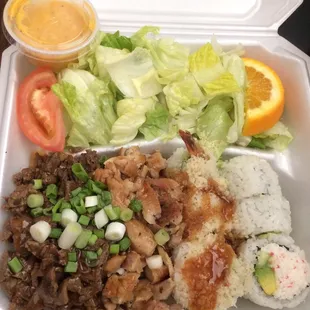 Combo plate - half chicken and half beef